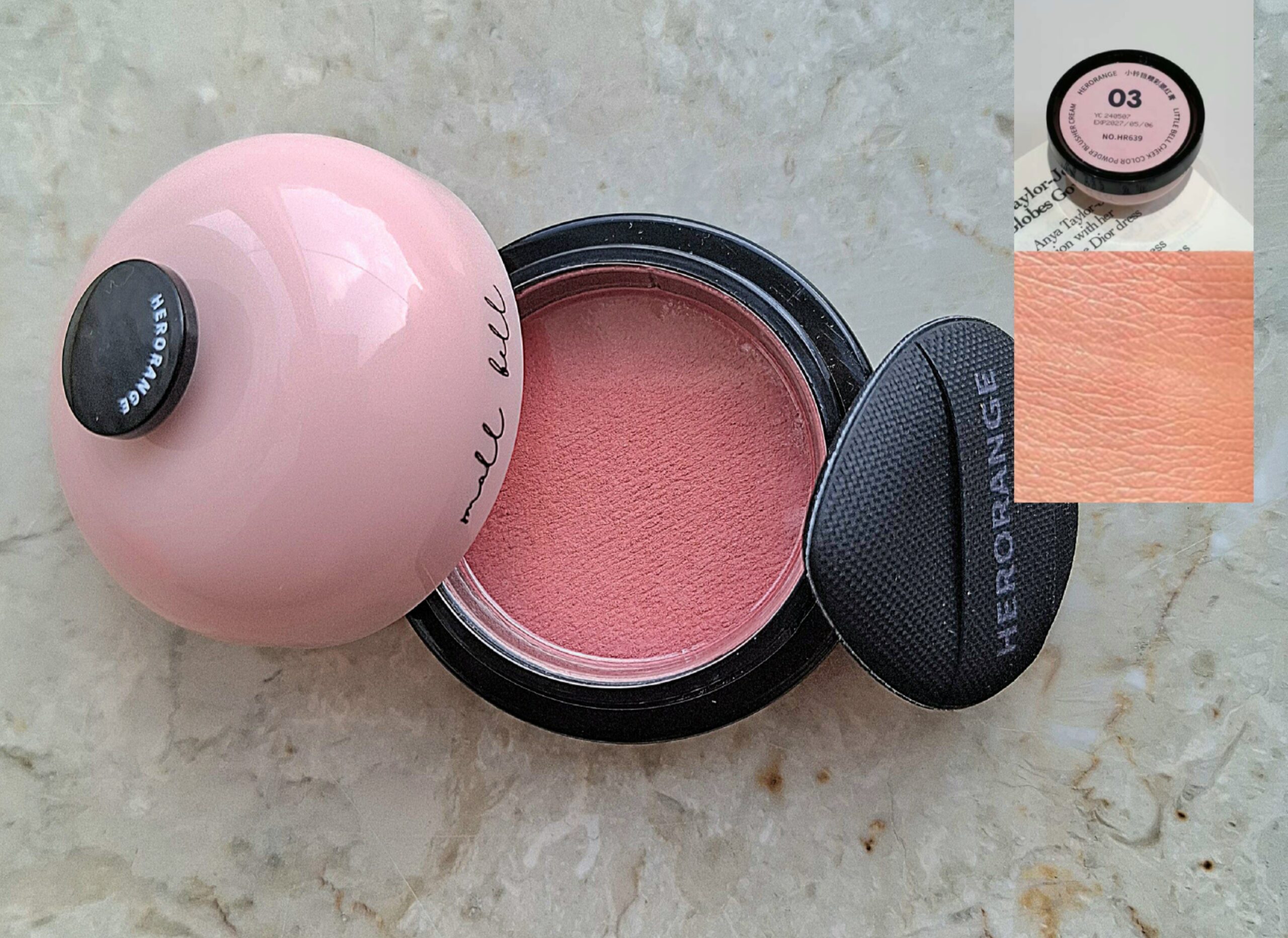 رژگونه پودری تک رنگ پددار طرح زنگ هتل HERORANGE - تصویر 4